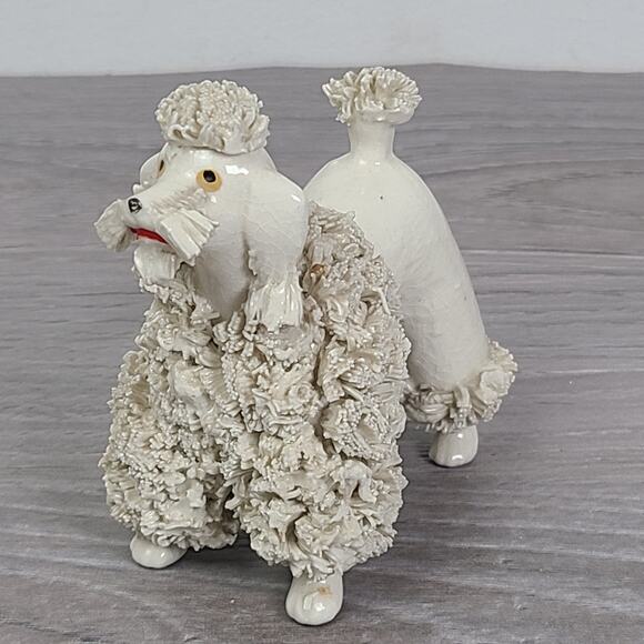 Vintage White Porcelain Spaghetti Poodle Dog Standing Figurine - Picture 2 of 8